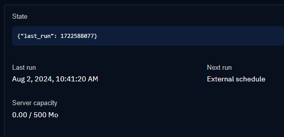 Overview in the User Interface when the Connector is in 'Run & Terminate' Mode