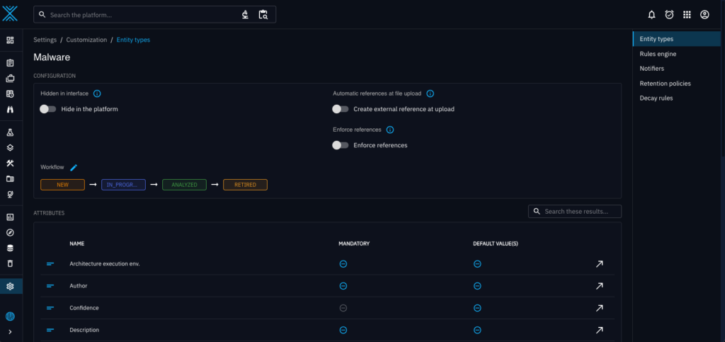 Malware Entity Type in OpenCTI