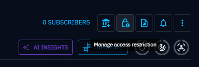 Manage Access restrictions button in containers header