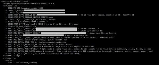 OpenCTI Sentinel-Intel Connector Config in Docker-Compose.yml